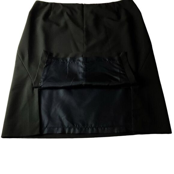 Franco Mirabelli Skirt Knee Length Black Lined 2 Back Slits Back Zipper Women 14 - Picture 6 of 12